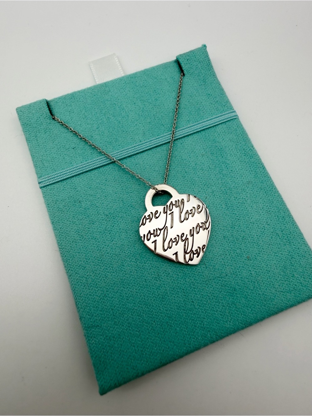 Tiffany & Co. 16” I love you notes medium heart necklace in sterling silver
